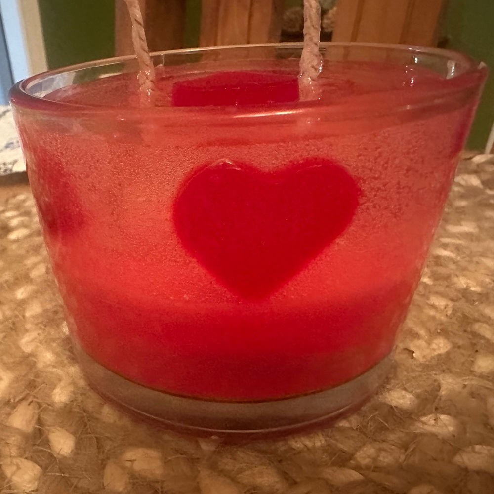Red Heart Decorative Candle Jar - Unbranded